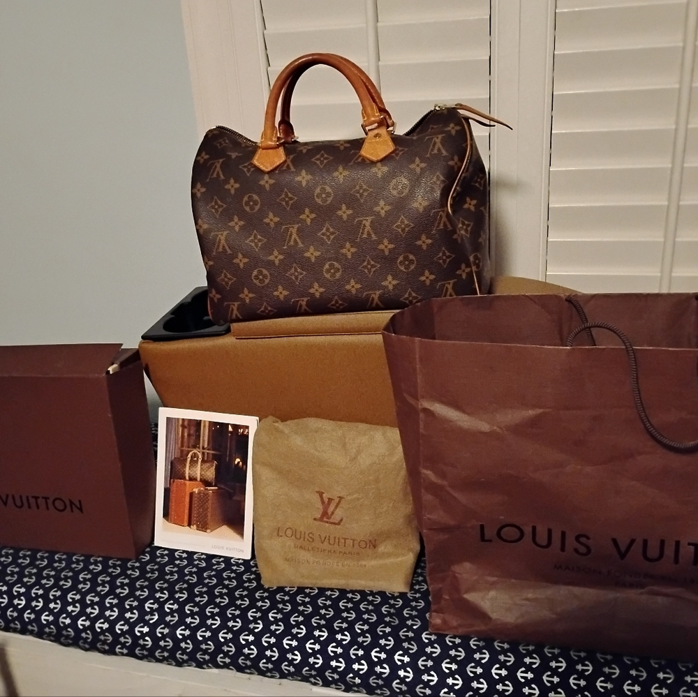 Louis Vuitton Monogram Satchel with Tan Accents